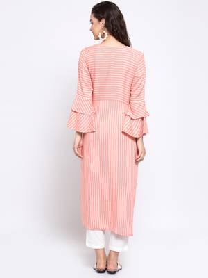 Peach printed rayon cotton-kurtis 2