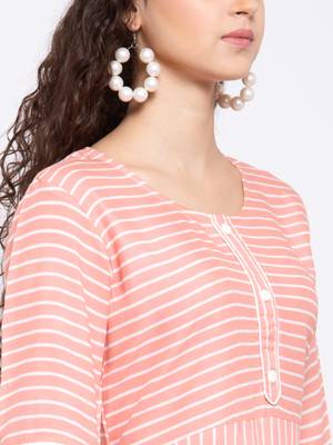 Peach printed rayon cotton-kurtis 4