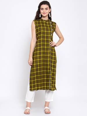 Green printed rayon cotton-kurtis 1