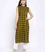 Green printed rayon cotton-kurtis