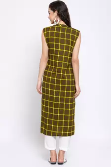Green printed rayon cotton-kurtis