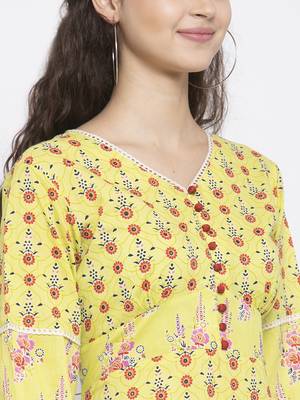 Yellow printed cotton maxi-dresses 3