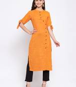 Orange plain rayon cotton-kurtis