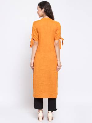 Orange plain rayon cotton-kurtis 2