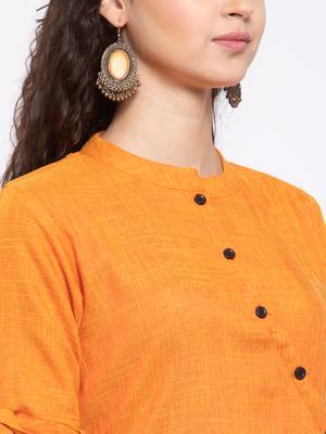 Orange plain rayon cotton-kurtis 4