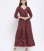 Wine printed cotton maxi-dresses