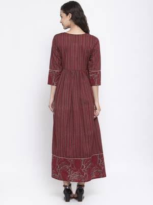 Wine printed cotton maxi-dresses 2