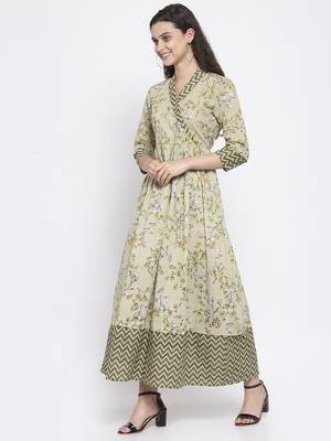 Green printed cotton maxi-dresses 4