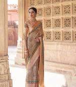 Multicolor printed silk saree with blouse
