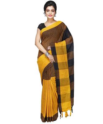 DipDiya Women Pure Cotton Handloom Ikkat Saree with Blouse Piece 1
