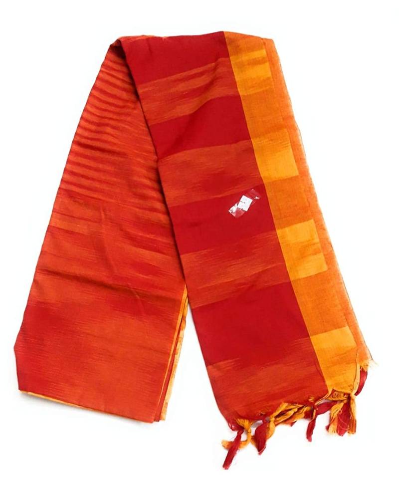 DipDiya Women Pure Cotton Handloom Ikkat Saree with Blouse Piece