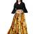 Black Silk Blend Solid Crop Top with Satin Long Skirt Set 