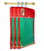 atorakushon Satin Maroon Hanging Saree Cover Wardrobe Cloth organizer for Storage Rack Garment Storage Bags Pack of 3