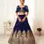 Gorgeous Navy Blue Zari Embroidered Wedding Bridal Velvet Lehenga Choli with Dupatta