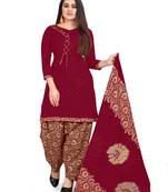 Fab Kudi Women's Maroon Color Cotton printed unstitched salwar suit material