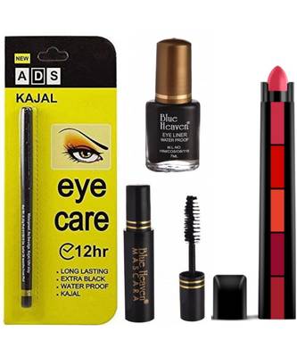 Pack of ADS kajal pencil  Blue Heaven Eyeliner  Mascara and 5in1 Multicolor Lipstick 1