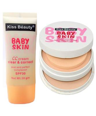 Kiss Beauty Pack of Baby Skin CC Cream and Compact Powder 1