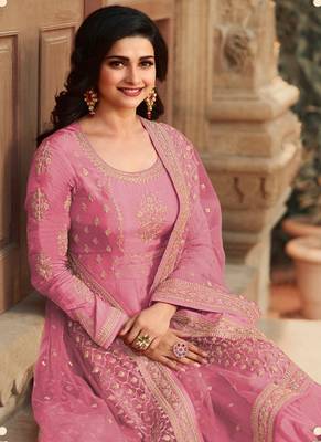 Pink Color Dola Silk Designer Anarkali Salwar Suit 2