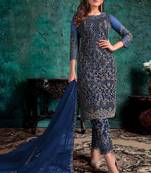 Royal Blue Net Pakistani Salwar Kameez