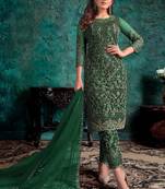 Dark Green Net Pakistani Salwar Kameez