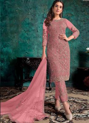 Pink Net Pakistani Salwar Kameez 1