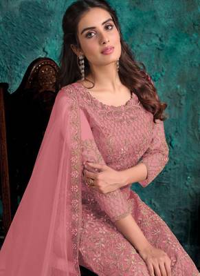 Pink Net Pakistani Salwar Kameez 2