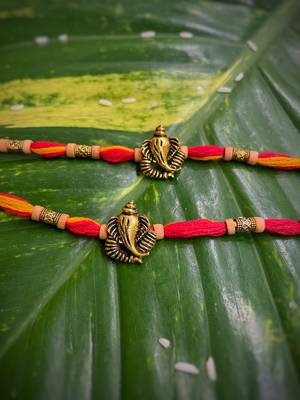 Alloy Yellow Gold Orange gold_plated 2 Rakhi 1
