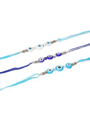 Glass Yellow Gold Blue stone 3 Rakhi 2