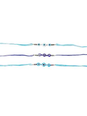 Glass Yellow Gold Blue stone 3 Rakhi 3