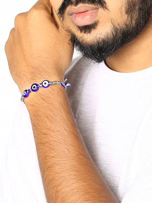 Glass Yellow Gold Blue stone 3 Rakhi 5