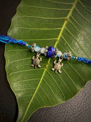 Glass Yellow Gold Blue silver_plated 1 Rakhi 1