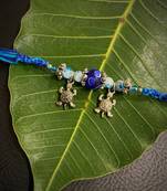 Glass Yellow Gold Blue silver_plated 1 Rakhi