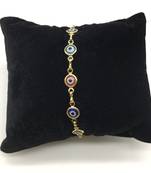 Glass Yellow Gold Multicolor stone 1 Rakhi