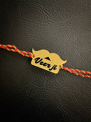 Wood Yellow Gold Red gold_plated 1 Rakhi 1