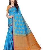 Sky Blue Kanjivaram Silk Weaving Designer Saree