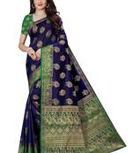 Navy Blue Kanjivaram Silk Weaving Designer Saree