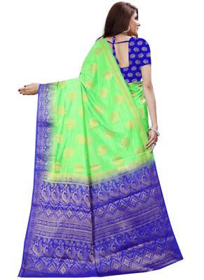Mint Green Kanjivaram Silk Weaving Designer Saree 4