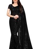 Black Georgette New Bollywood Sequin Saree With Blouse Piece 