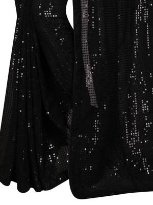 Black Georgette New Bollywood Sequin Saree With Blouse Piece  4