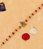 Bracelet  Rakhi  Rudraksh Shiv Ji For Bhaiya With Roli Chawal And Greeting Card