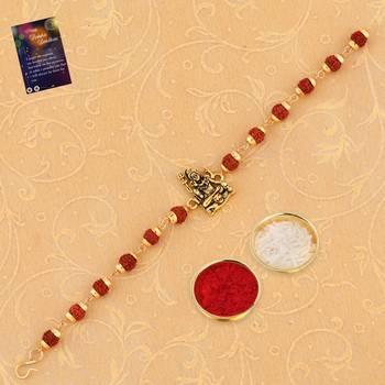 Rakhi  Rudraksh Shiv JiWith  Stylish BRO   With Roli Chawal And  Greeting Card 2