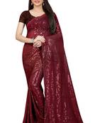 Maroon Georgette New Bollywood Sequin Saree With Blouse Piece