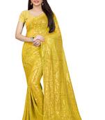 Yellow Georgette New Bollywood Sequin Saree With Blouse Piece
