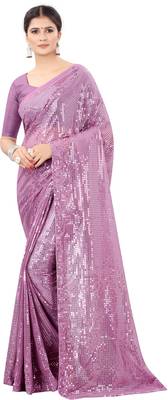 Pink Georgette New Bollywood Sequin Saree With Blouse Piece 1