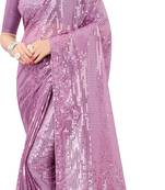 Pink Georgette New Bollywood Sequin Saree With Blouse Piece