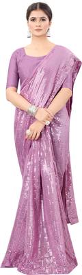 Pink Georgette New Bollywood Sequin Saree With Blouse Piece 2