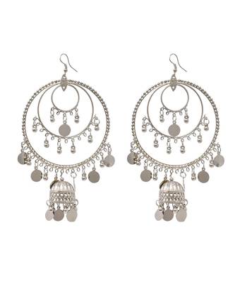 Silver Oxidised Afghani Chandbali Dangler Earring Light weight in stainless steel alloy party wear for Women and Girls 1