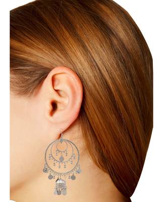 Silver Oxidised Afghani Chandbali Dangler Earring Light weight in stainless steel alloy party wear for Women and Girls 4