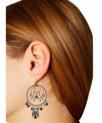 Silver Oxidised Afghani Chandbali Dangler Earring Light weight in stainless steel alloy party wear for Women and Girls 4