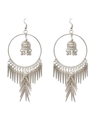 Silver Oxidised Afghani Chandbali Dangler Earring Light weight in stainless steel alloy party wear for Women and Girls 1